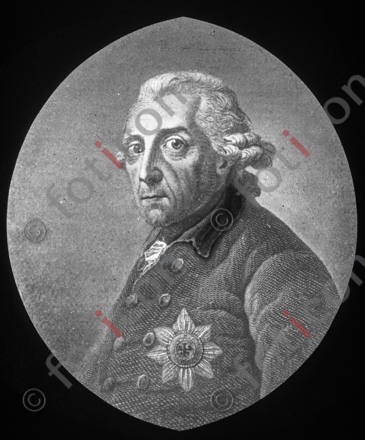 Portrait Friedrichs des Großen ; Portrait of Frederick the Great - Foto foticon-simon-190-046-sw.jpg | foticon.de - Bilddatenbank für Motive aus Geschichte und Kultur